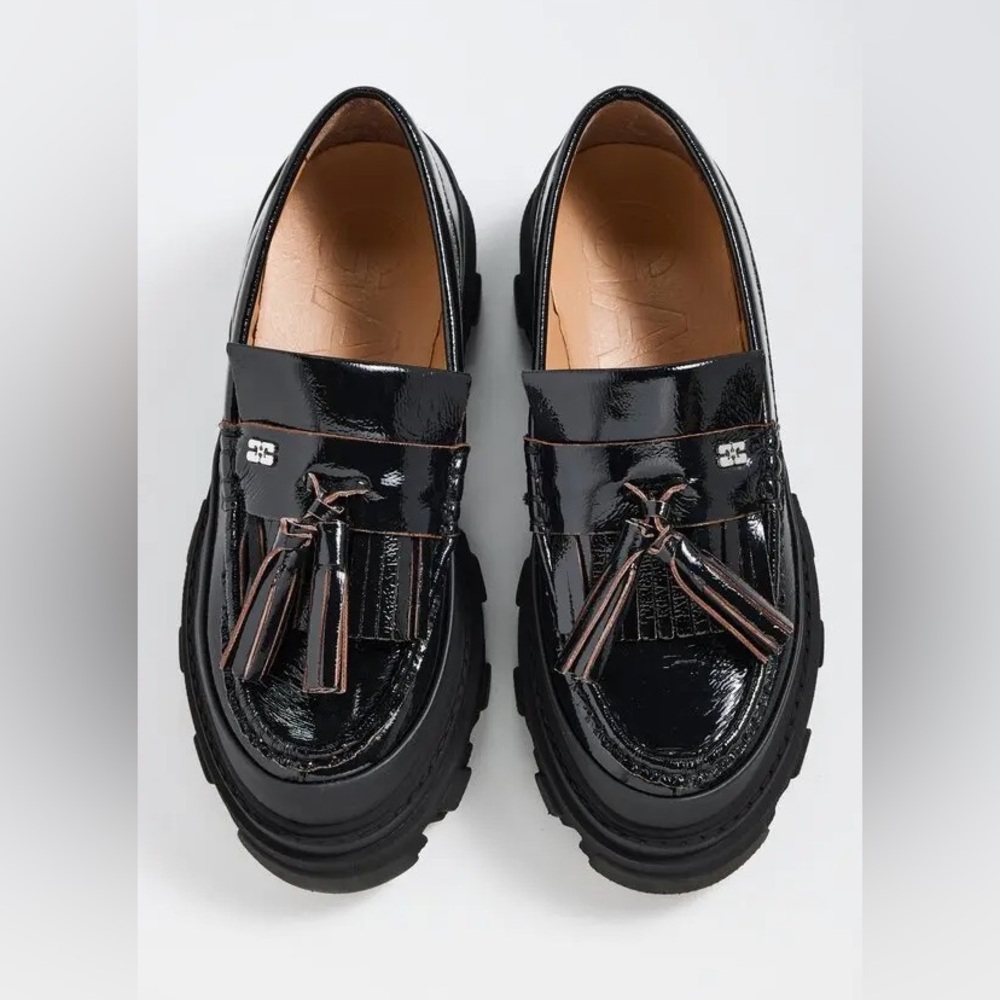 GANNI Cleated Naplack Loafers - 39